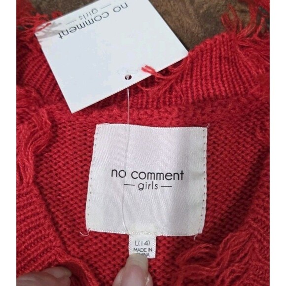 No Comment Girls Red Santa Christmas Sweater Large (14) NWT - Picture 5 of 6